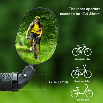 Велосипедные зеркала с возможностью поворота на 360 градусов, Большая рама, Складное Предупреждение о безопасности, Зеркало заднего вида для велосипеда с горной дорогой
