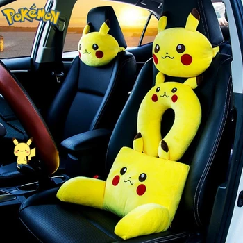 3шт Подушка для подголовника автокресла Pokemon Pikachu, подушка для шеи автомобиля, Подушка для головы Kawaii, Поясничная поддержка для офисного кресла