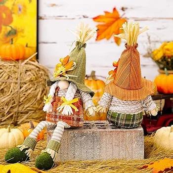 2 Предмета для дома, украшения на Хэллоуин, осенний декор в виде тыквы, осенний декор в виде гномов