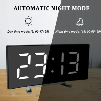 Часы с функцией повтора для детей Изогнутые Температурные часы Декор Часов Будильник для цифрового стола со светодиодным экраном Домашняя Спальня