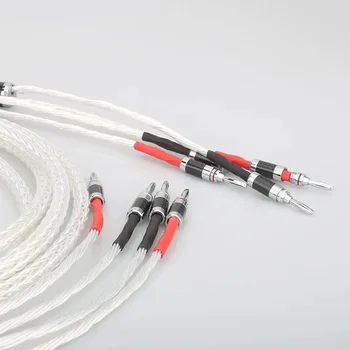 8AG 8N одинарный посеребренный кабель динамика аудиокабель с разъемом типа 