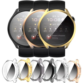 TPU Soft Shell Full Glass Screen Protector Чехол Рамка Для Huawei Watch 3/3 Pro 48/46 мм Smartwatch 3pro Защитный Бампер